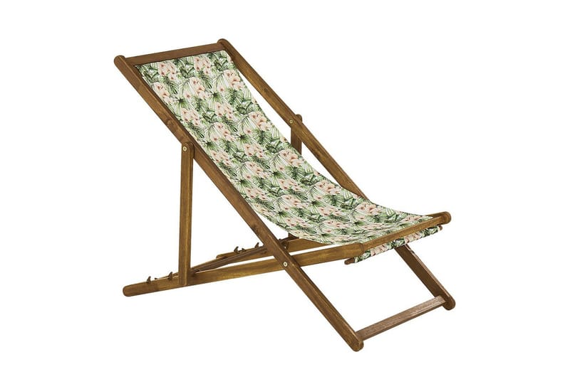 Solstol set om 2 Anzio - ljust trä/off-white blommigt mönster - Utemöbler - Utestol & trädgårdsstol - Solstolar