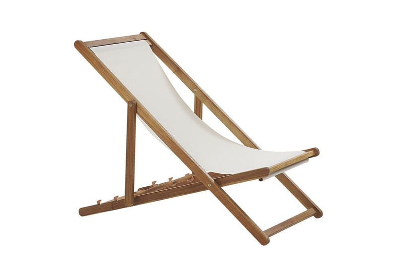 Solstol set om 2 Anzio - ljust trä/off-white blommigt mönster - Utemöbler - Utestol & trädgårdsstol - Solstolar