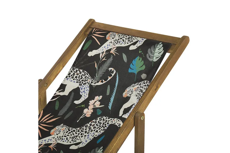 Solstol set om 2 Anzio - ljust trä/off-white djurmönster - Utemöbler - Utestol & trädgårdsstol - Solstolar