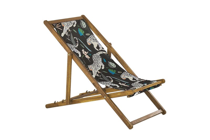 Solstol set om 2 Anzio - ljust trä/off-white djurmönster - Utemöbler - Utestol & trädgårdsstol - Solstolar