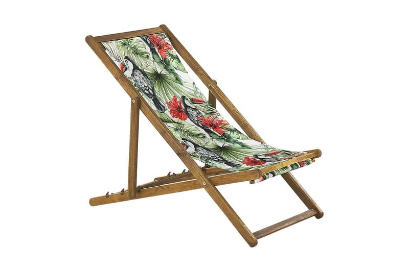 Solstol set om 2 Anzio - ljust trä/off-white tukanmönster - Utemöbler - Utestol & trädgårdsstol - Solstolar