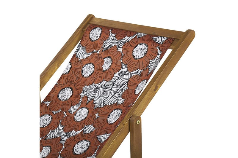 Solstol set om 2 Anzio - ljust trä/off-white vallmomönster - Utemöbler - Utestol & trädgårdsstol - Solstolar