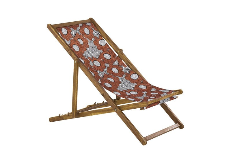 Solstol set om 2 Anzio - ljust trä/off-white vallmomönster - Utemöbler - Utestol & trädgårdsstol - Solstolar