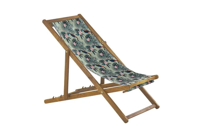 Solstol set om 2 Anzio - ljust trä/off-white pelikanmönster - Utemöbler - Utestol & trädgårdsstol - Solstolar