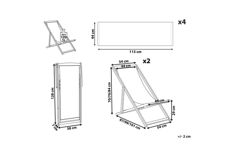 Solstol set om 2 Anzio - ljust trä/off-white/beige - Utemöbler - Utestol & trädgårdsstol - Solstolar