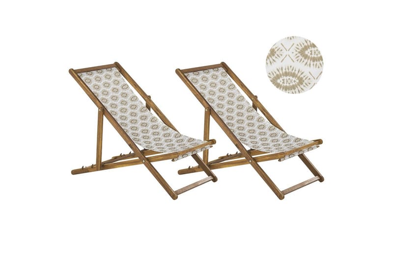 Solstol set om 2 Anzio, ljust trä/off-white/beige