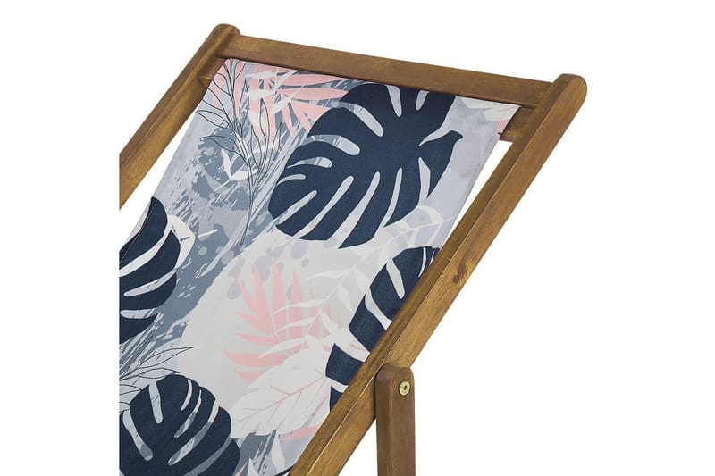 Solstol set om 2 Anzio - ljust trä/off-white/blå palmbladsmönster - Utemöbler - Utestol & trädgårdsstol - Solstolar