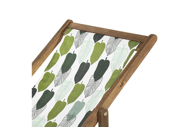 Solstol set om 2 Anzio - ljust trä/off-white/grön lövmönster - Utemöbler - Utestol & trädgårdsstol - Solstolar