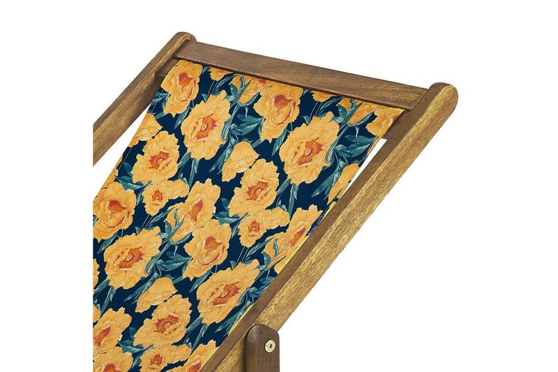 Solstol set om 2 Anzio - ljust trä/off-white/gul blommigt mönster - Utemöbler - Utestol & trädgårdsstol - Solstolar