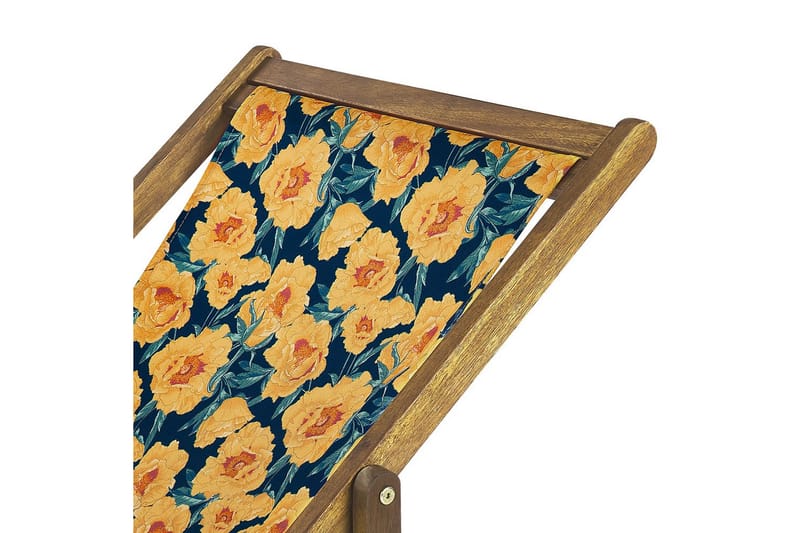 Solstol set om 2 Anzio - ljust trä/off-white/gul blommigt mönster - Utemöbler - Utestol & trädgårdsstol - Solstolar