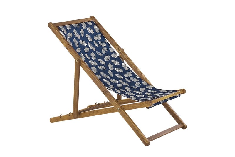 Solstol set om 2 Anzio - ljust trä/off-white/marinblå blommigt mönster - Utemöbler - Utestol & trädgårdsstol - Solstolar