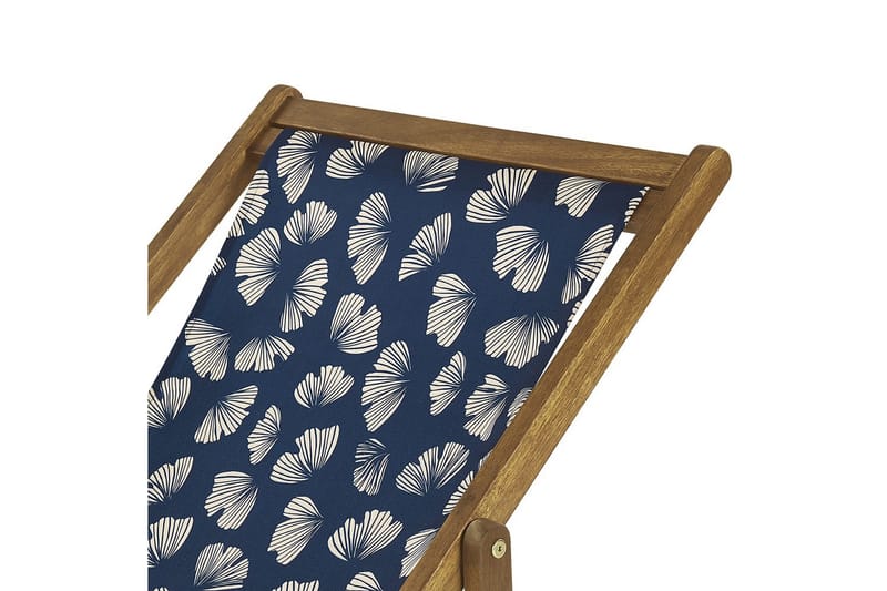 Solstol set om 2 Anzio - ljust trä/off-white/marinblå blommigt mönster - Utemöbler - Utestol & trädgårdsstol - Solstolar