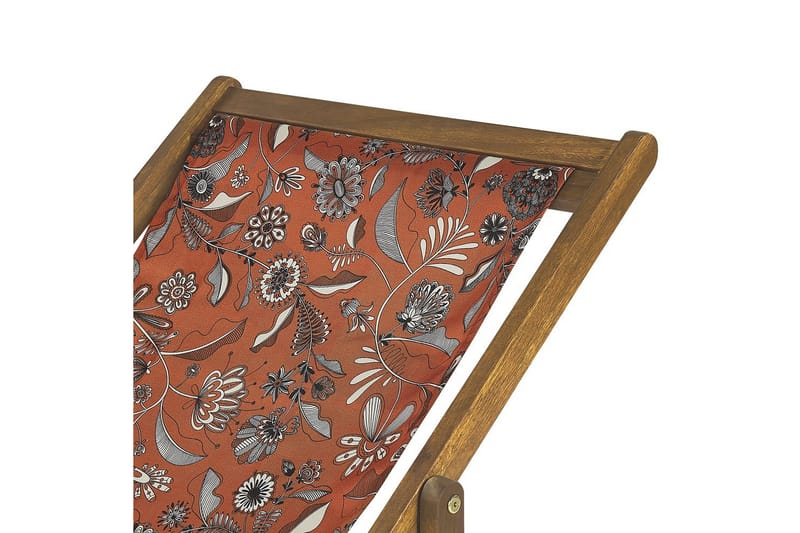 Solstol set om 2 Anzio - ljust trä/off-white/röd blommigt mönster - Utemöbler - Utestol & trädgårdsstol - Solstolar