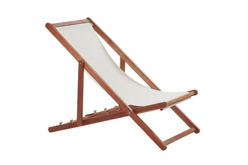 Solstol set om 2 Anzio - mörkt trä/off-white/ apelsinmönster - Utemöbler - Utestol & trädgårdsstol - Solstolar