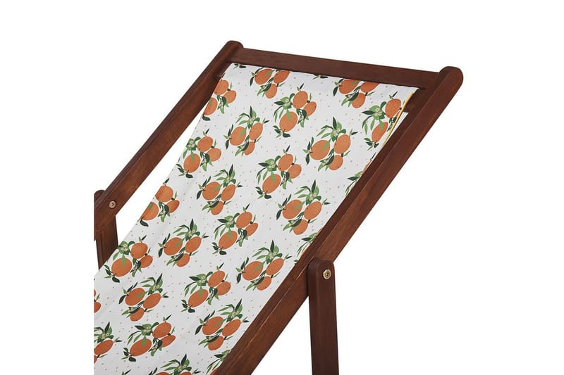Solstol set om 2 Anzio - mörkt trä/off-white/ apelsinmönster - Utemöbler - Utestol & trädgårdsstol - Solstolar