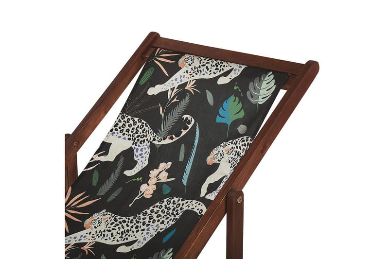 Solstol set om 2 Anzio - mörkt trä/off-white djurmönster - Utemöbler - Utestol & trädgårdsstol - Solstolar