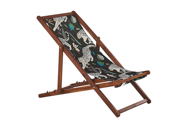 Solstol set om 2 Anzio - mörkt trä/off-white djurmönster - Utemöbler - Utestol & trädgårdsstol - Solstolar