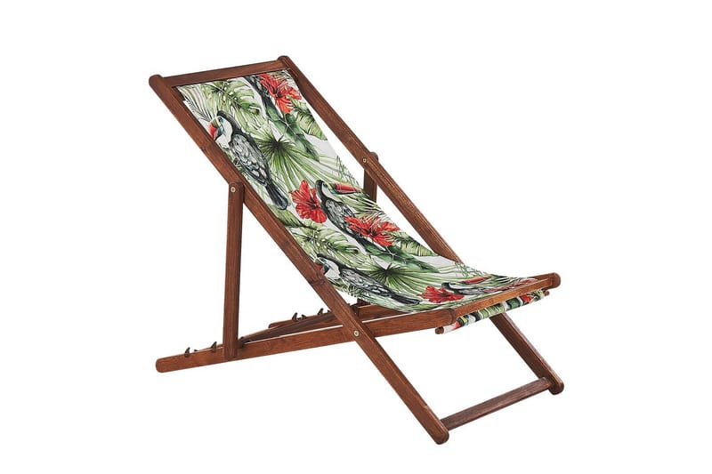 Solstol set om 2 Anzio - mörkt trä/off-white tukanmönster - Utemöbler - Utestol & trädgårdsstol - Solstolar