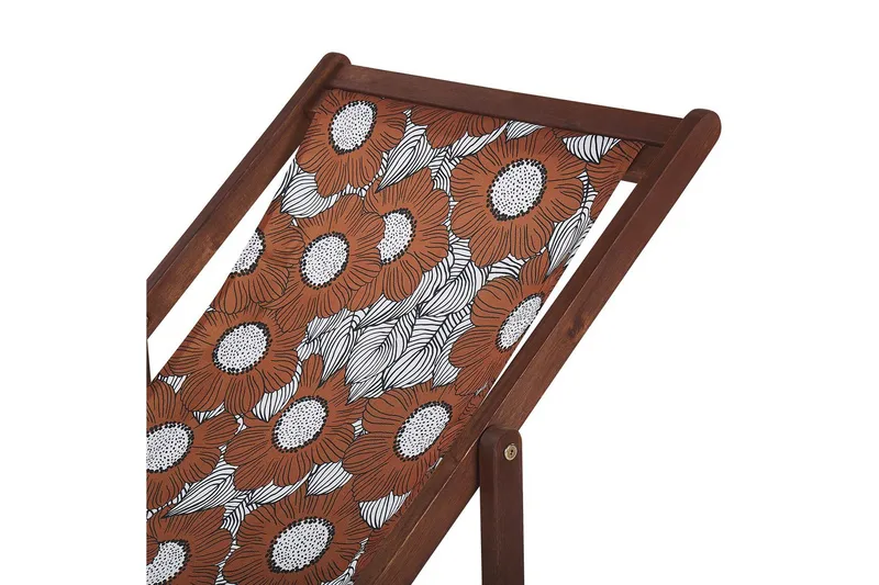 Solstol set om 2 Anzio - mörkt trä/off-white vallmomönster - Utemöbler - Utestol & trädgårdsstol - Solstolar