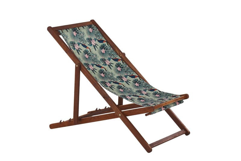 Solstol set om 2 Anzio - mörkt trä/off-white pelikanmönster - Utemöbler - Utestol & trädgårdsstol - Solstolar