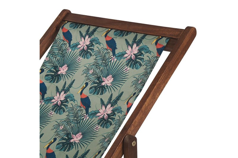 Solstol set om 2 Anzio - mörkt trä/off-white pelikanmönster - Utemöbler - Utestol & trädgårdsstol - Solstolar