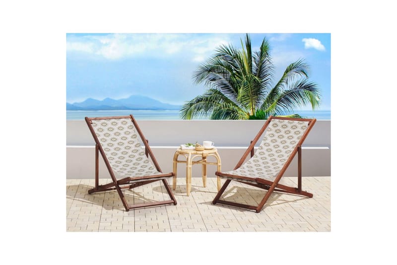 Solstol set om 2 Anzio - mörkt trä/off-white/beige - Utemöbler - Utestol & trädgårdsstol - Solstolar