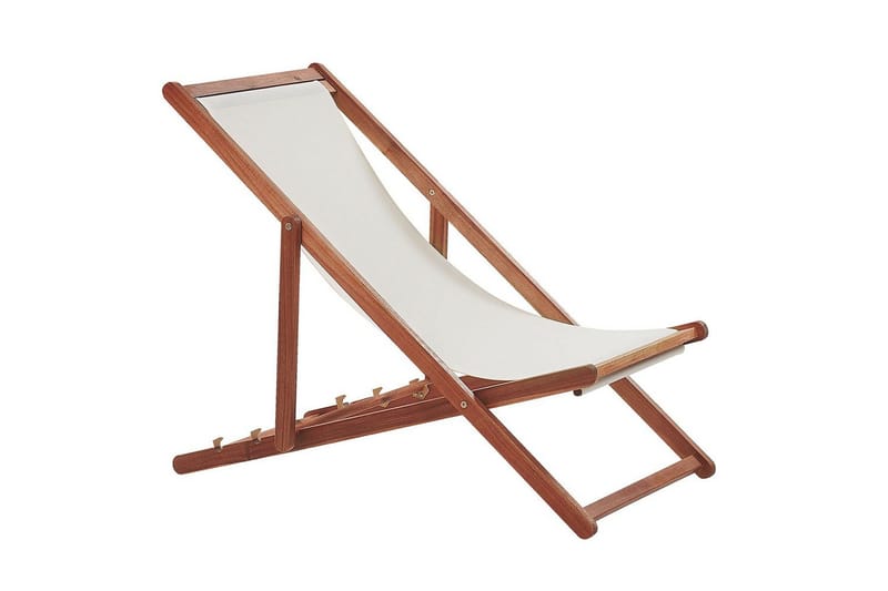 Solstol set om 2 Anzio - mörkt trä/off-white/blå palmbladsmönster - Utemöbler - Utestol & trädgårdsstol - Solstolar