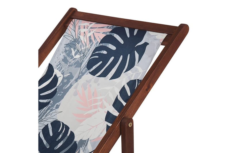 Solstol set om 2 Anzio - mörkt trä/off-white/blå palmbladsmönster - Utemöbler - Utestol & trädgårdsstol - Solstolar