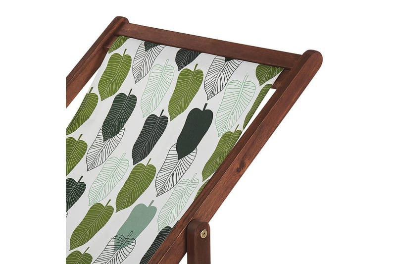 Solstol set om 2 Anzio - mörkt trä/off-white/grön lövmönster - Utemöbler - Utestol & trädgårdsstol - Solstolar