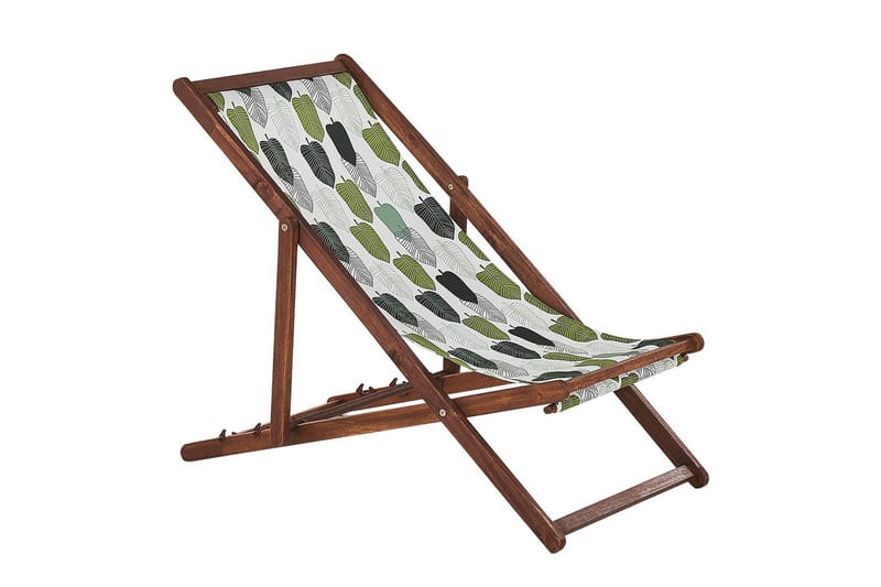 Solstol set om 2 Anzio - mörkt trä/off-white/grön lövmönster - Utemöbler - Utestol & trädgårdsstol - Solstolar