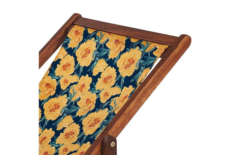 Solstol set om 2 Anzio - mörkt trä/off-white/guk blommigt mönster - Utemöbler - Utestol & trädgårdsstol - Solstolar