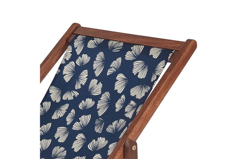 Solstol set om 2 Anzio - mörkt trä/off-white/marinblå blommigt mönster - Utemöbler - Utestol & trädgårdsstol - Solstolar