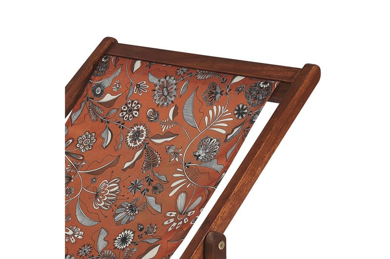 Solstol set om 2 Anzio - mörkt trä/off-white/röd blommigt mönster - Utemöbler - Utestol & trädgårdsstol - Solstolar