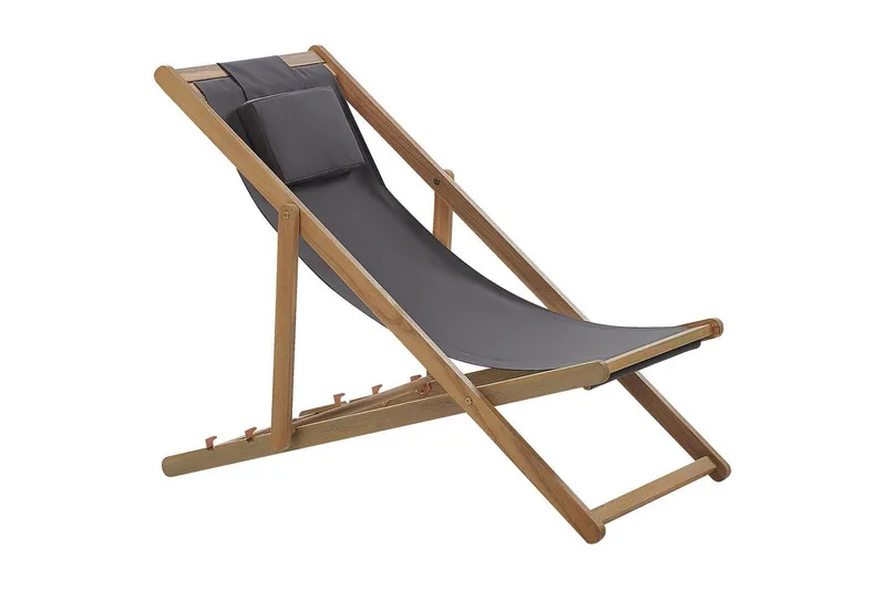 Solstol set om 2 Avellino - Grå, ljust trä, flerfärgad - Utemöbler - Utestol & tr ädgårdsstol - Solstolar