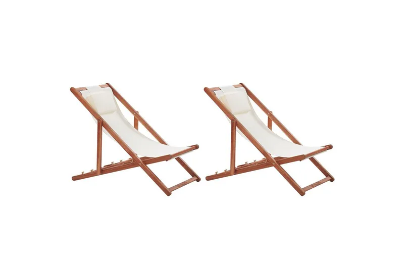 Solstol set om 2 Avellino, Vit, mörkt trä, flerfärgad