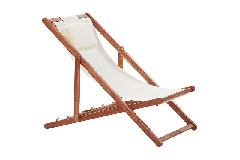 Solstol set om 2 Avellino - Vit, mörkt trä, flerfärgad - Utemöbler - Utestol & trädgårdsstol - Solstolar