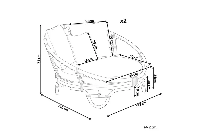Solstol set om 2 Rossano - Svart, beige - Utemöbler - Utestol & trädgårdsstol - Utefåtölj & loungefåtölj