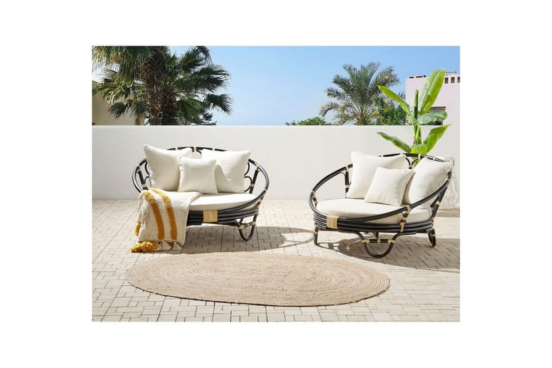 Solstol set om 2 Rossano - Svart, beige - Utemöbler - Utestol & trädgårdsstol - Utefåtölj & loungefåtölj