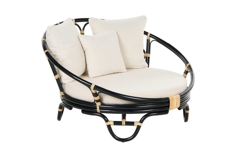 Solstol set om 2 Rossano - Svart, beige - Utemöbler - Utestol & trädgårdsstol - Utefåtölj & loungefåtölj