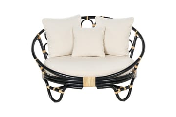 Solstol set om 2 Rossano - Svart, beige - Utemöbler - Utestol & trädgårdsstol - Utefåtölj & loungefåtölj