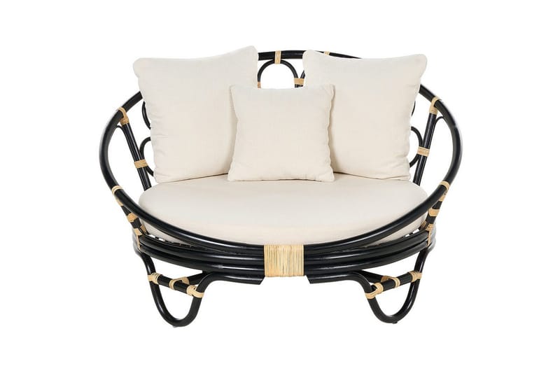 Solstol set om 2 Rossano - Svart, beige - Utemöbler - Utestol & trädgårdsstol - Utefåtölj & loungefåtölj