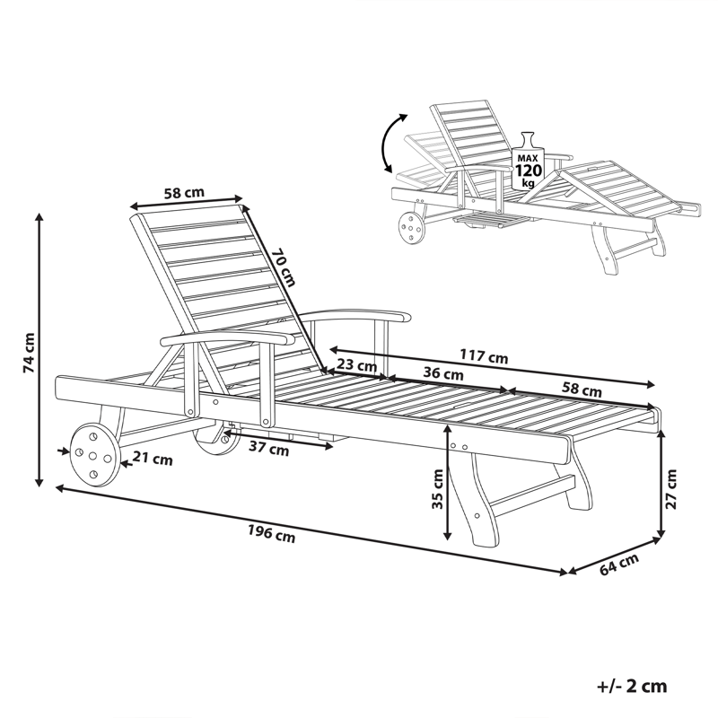 Solstol utomhus Amantea Akaciaträ - Brun - Utemöbler - Utestol & trädgårdsstol - Solsäng & Solvagnar