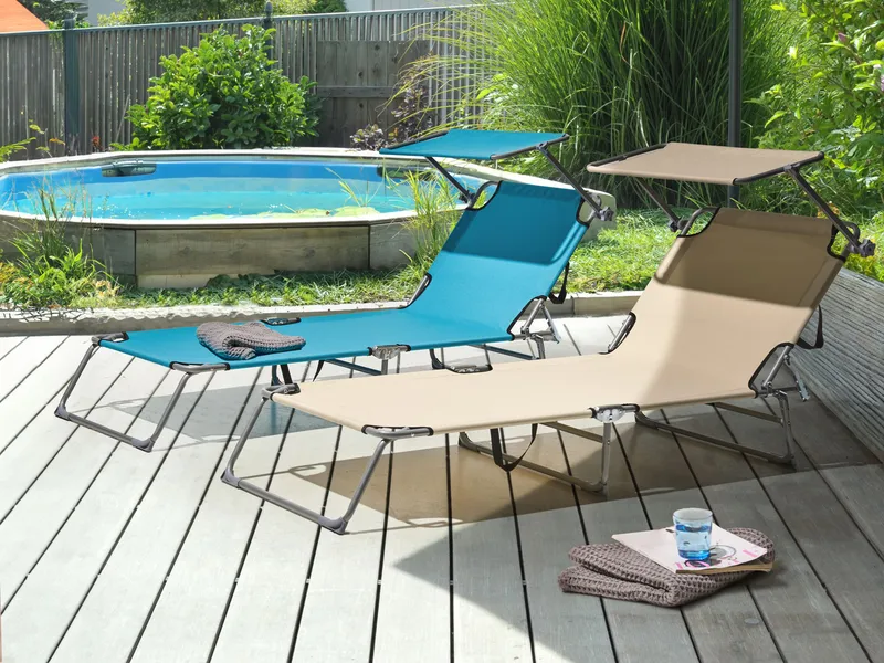 Solstol utomhus Foligno Stål - Beige/Silver - Utemöbler - Utestol & trädgårdsstol - Solsäng & Solvagnar