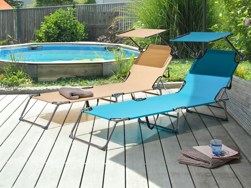 Solstol utomhus Foligno Stål - Blå/Silver - Utemöbler - Utestol & trädgårdsstol - Solsäng & Solvagnar