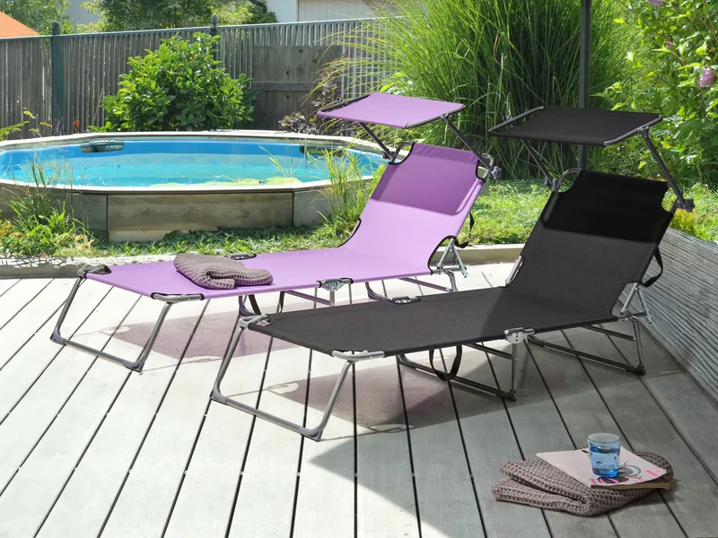 Solstol utomhus Foligno Stål - Svart/Silver - Utemöbler - Utestol & trädgårdsstol - Solsäng & Solvagnar