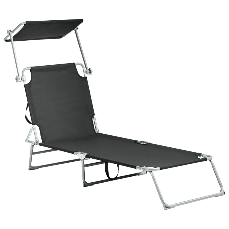 Solstol utomhus Foligno Stål - Svart/Silver - Utemöbler - Utestol & trädgårdsstol - Solsäng & Solvagnar