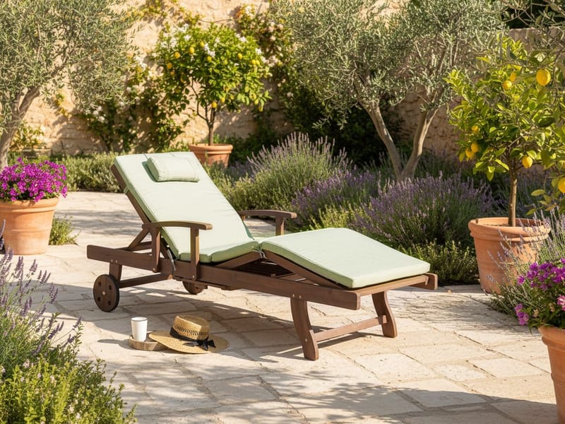 Solstol utomhus med Dyna Amantea Premium Akaciaträ - Brun/Grön - Utemöbler - Utestol & trädgårdsstol - Solsäng & Solvagnar