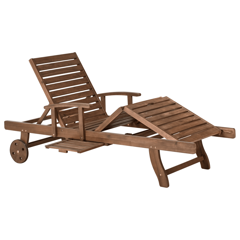 Solstol utomhus med Dyna Amantea Premium Akaciaträ - Brun/Röd - Utemöbler - Utestol & trädgårdsstol - Solsäng & Solvagnar