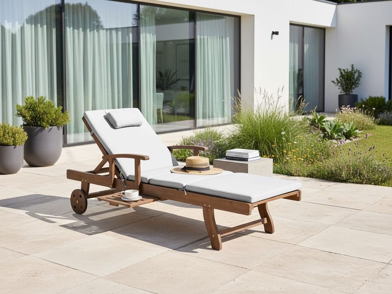 Solstol utomhus med Dyna Amantea Premium Akaciaträ - Brun/Ljusgrå - Utemöbler - Utestol & trädgårdsstol - Solsäng & Solvagnar