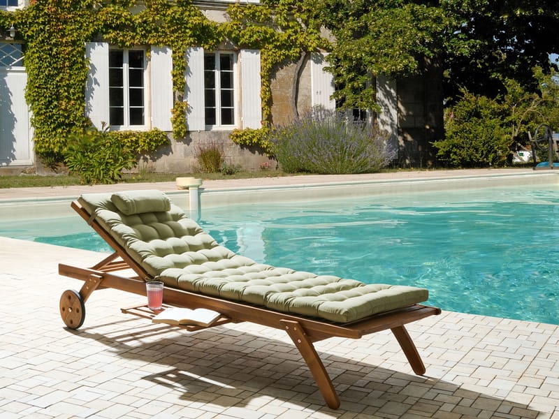 Solstol utomhus med Dyna Cesana Premium Akaciaträ - Brun/Grön - Utemöbler - Utestol & trädgårdsstol - Solsäng & Solvagnar